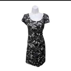 NWT Ann Taylor Loft Dark Floral Babydoll Sheath Dress 10 Ribbon Waist 90s Y2K